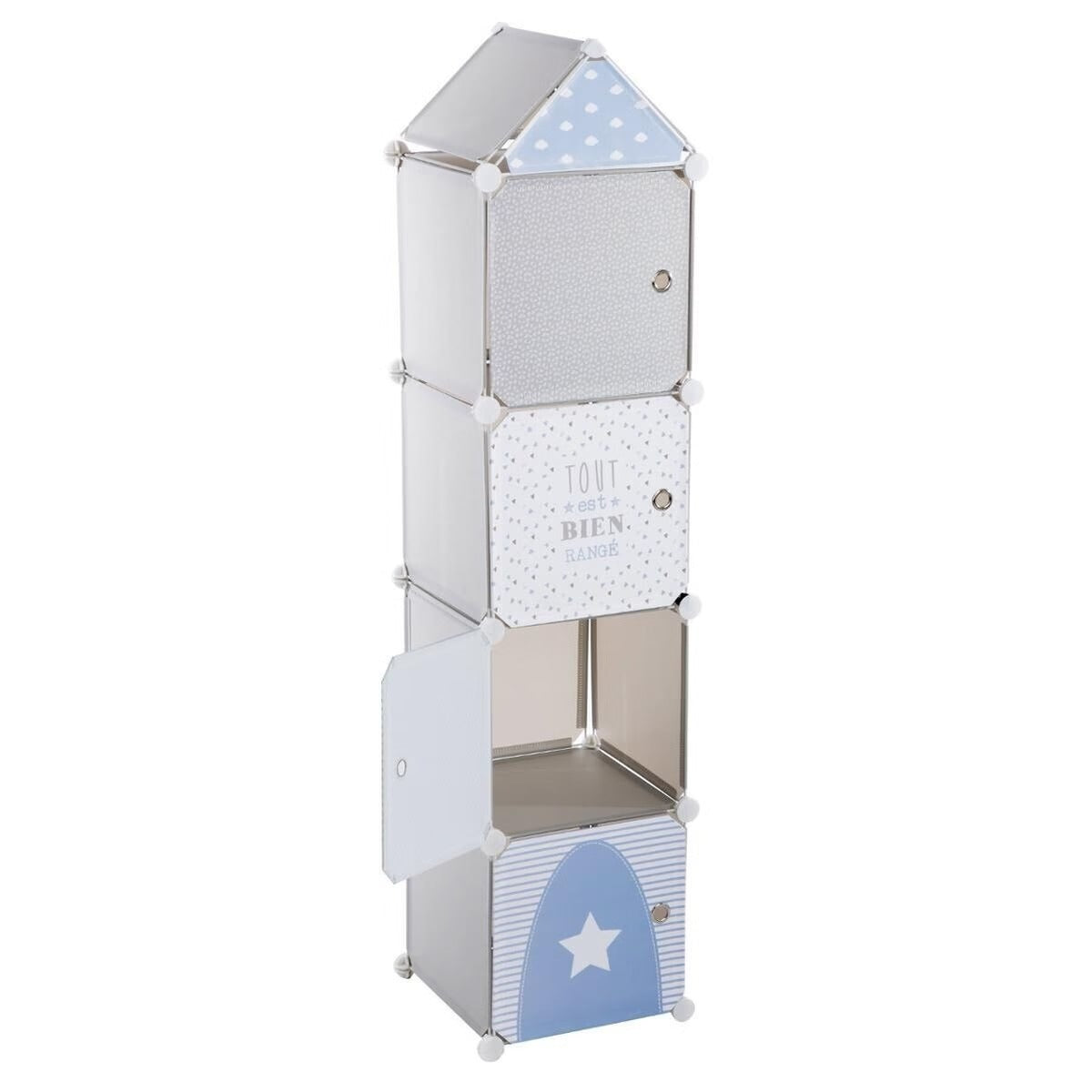 Grey Canvas Storage Column with Magnetic Doors