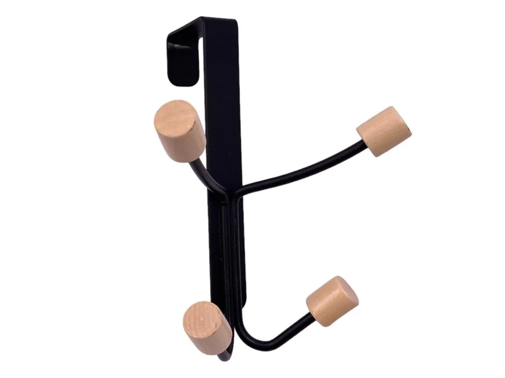 Black Metallic Over-the-Door Hanger with 4 Hooks