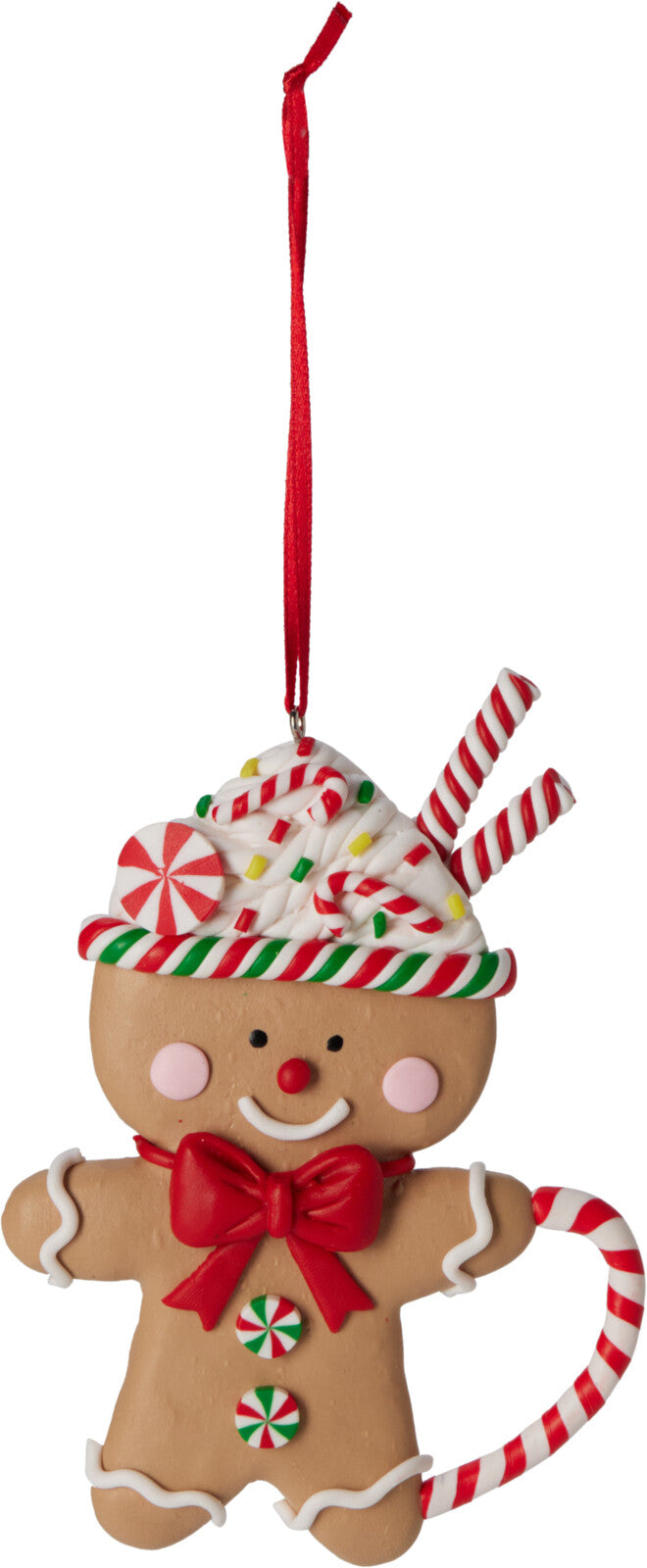 Hanging Decoration Gingerbread Polyvinyl Ornament 9.5x1.5x12.5 cm Red/Green