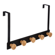 5-Head Coat Hook with Metal and Bamboo Design