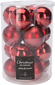 Glass Xmas Ball 16 pcs - 8 cm Glass Ornaments, Mixed Finishes