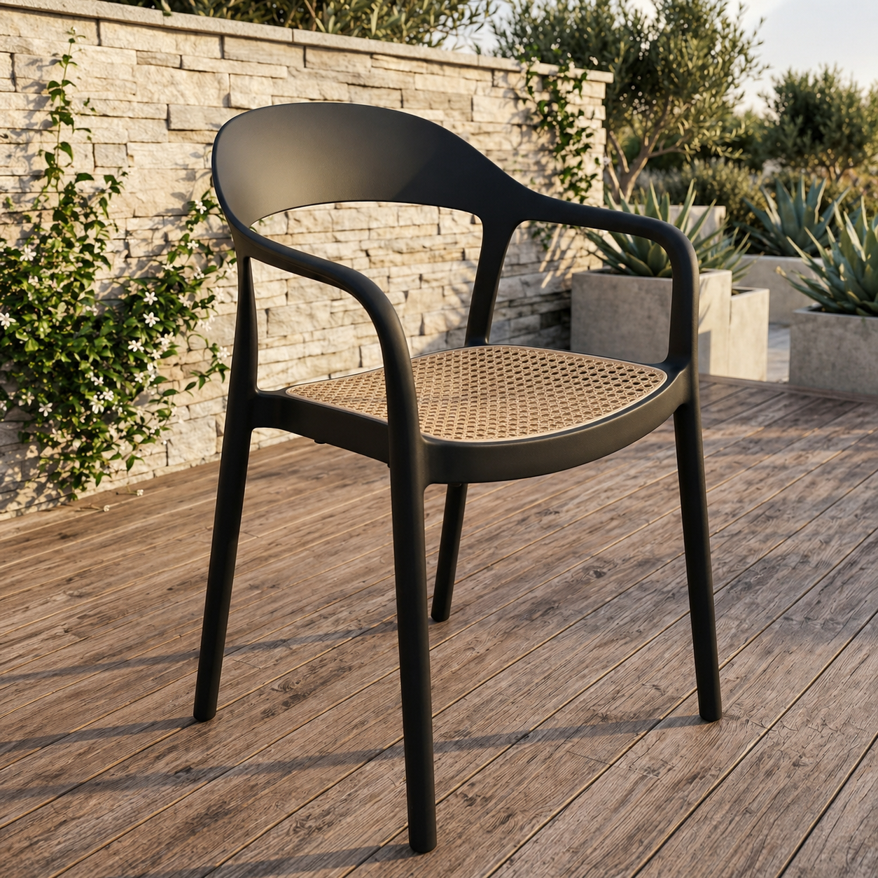Black & Beige Accent Chair – PP Frame