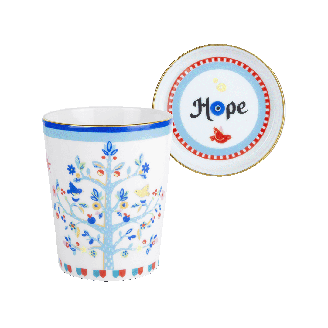 CUP WITH LID/SAUCER TREE OF LIFE