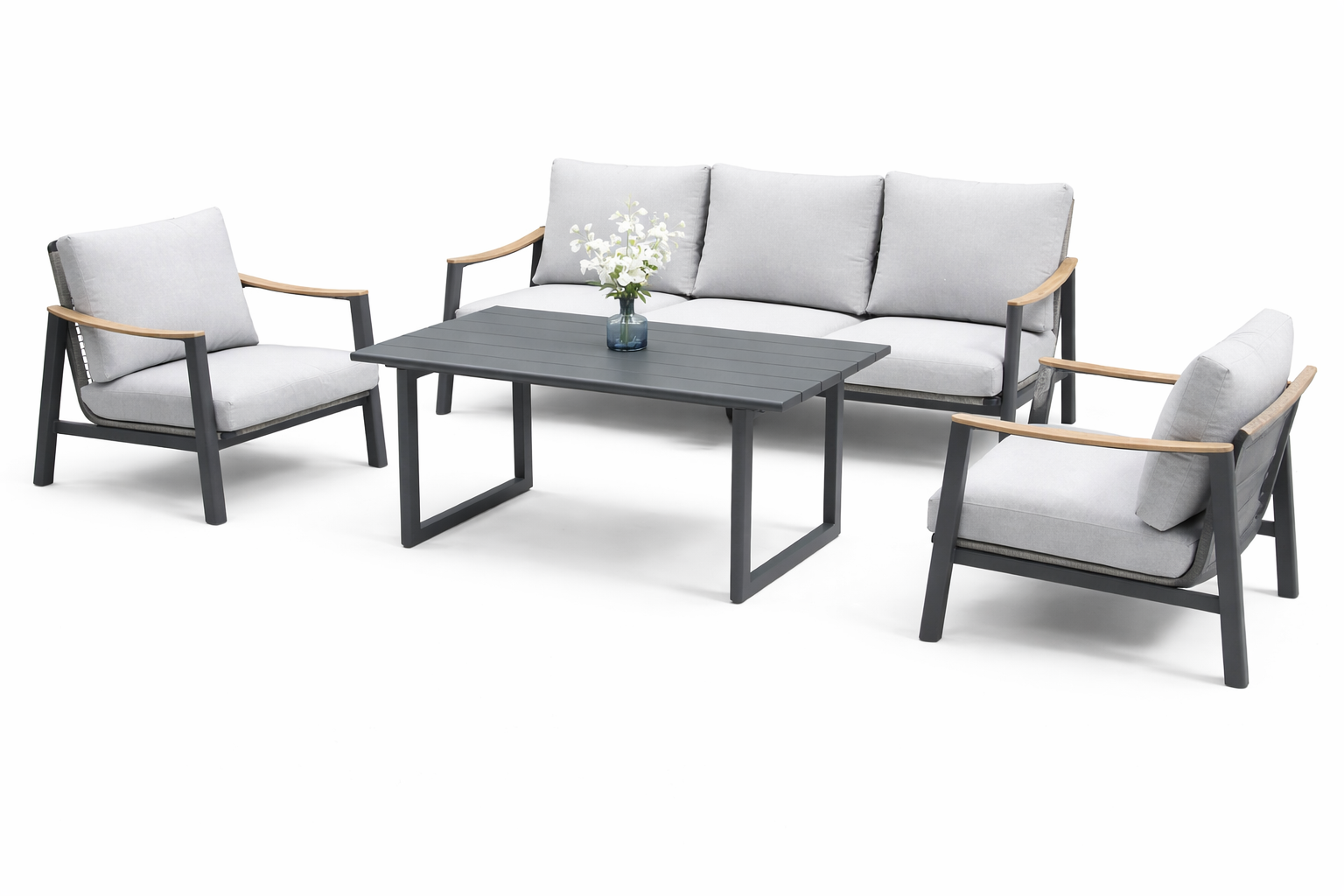 Outdoor Sofa Set 3+1+1 with Dining Table