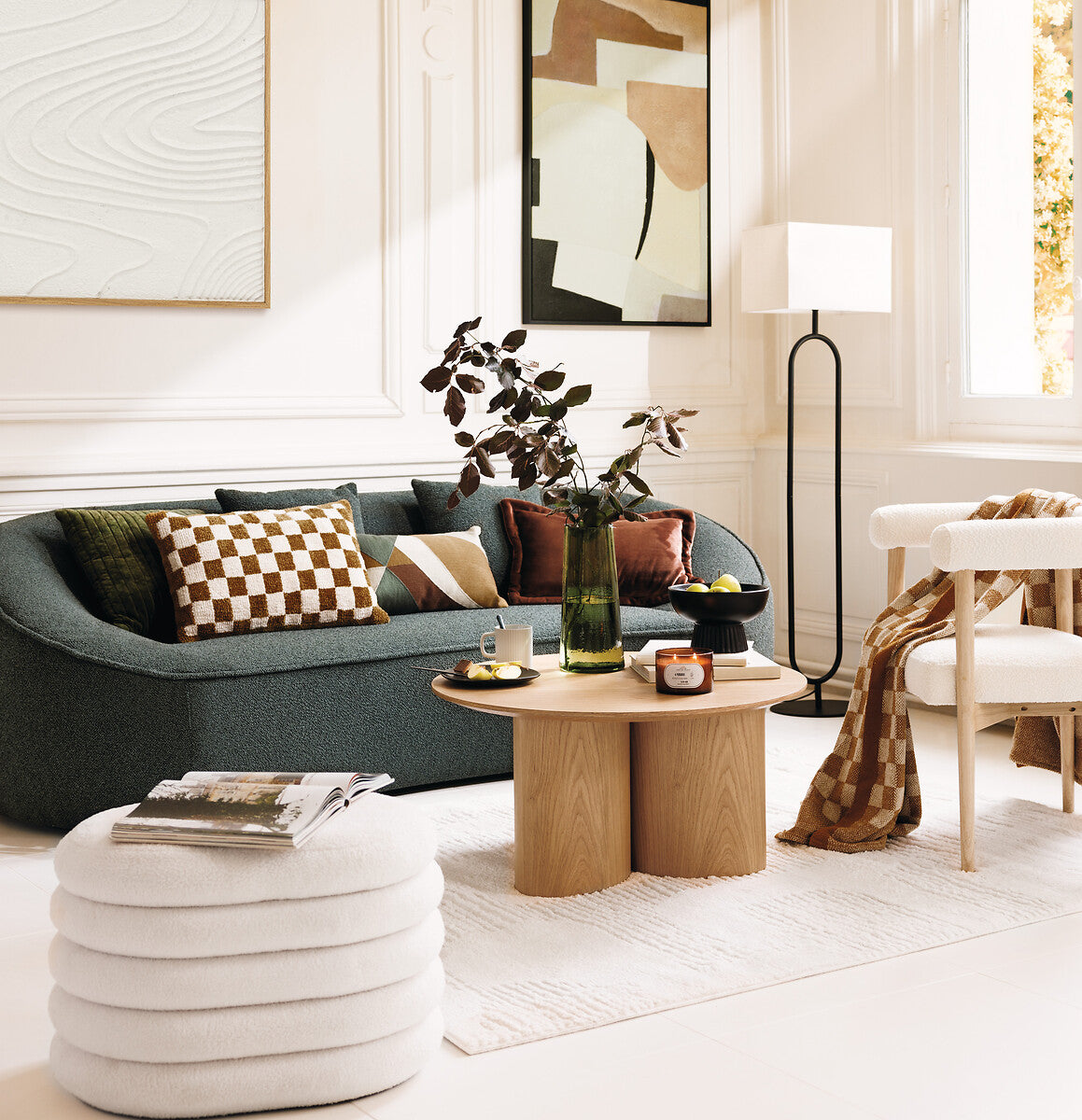 Giulia White Bouclé Trunk Ottoman