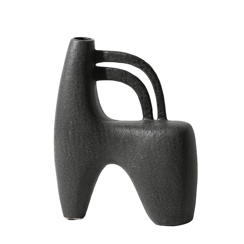 Geometric Alphabet Black Ornament Vase Modern Abstract Decor