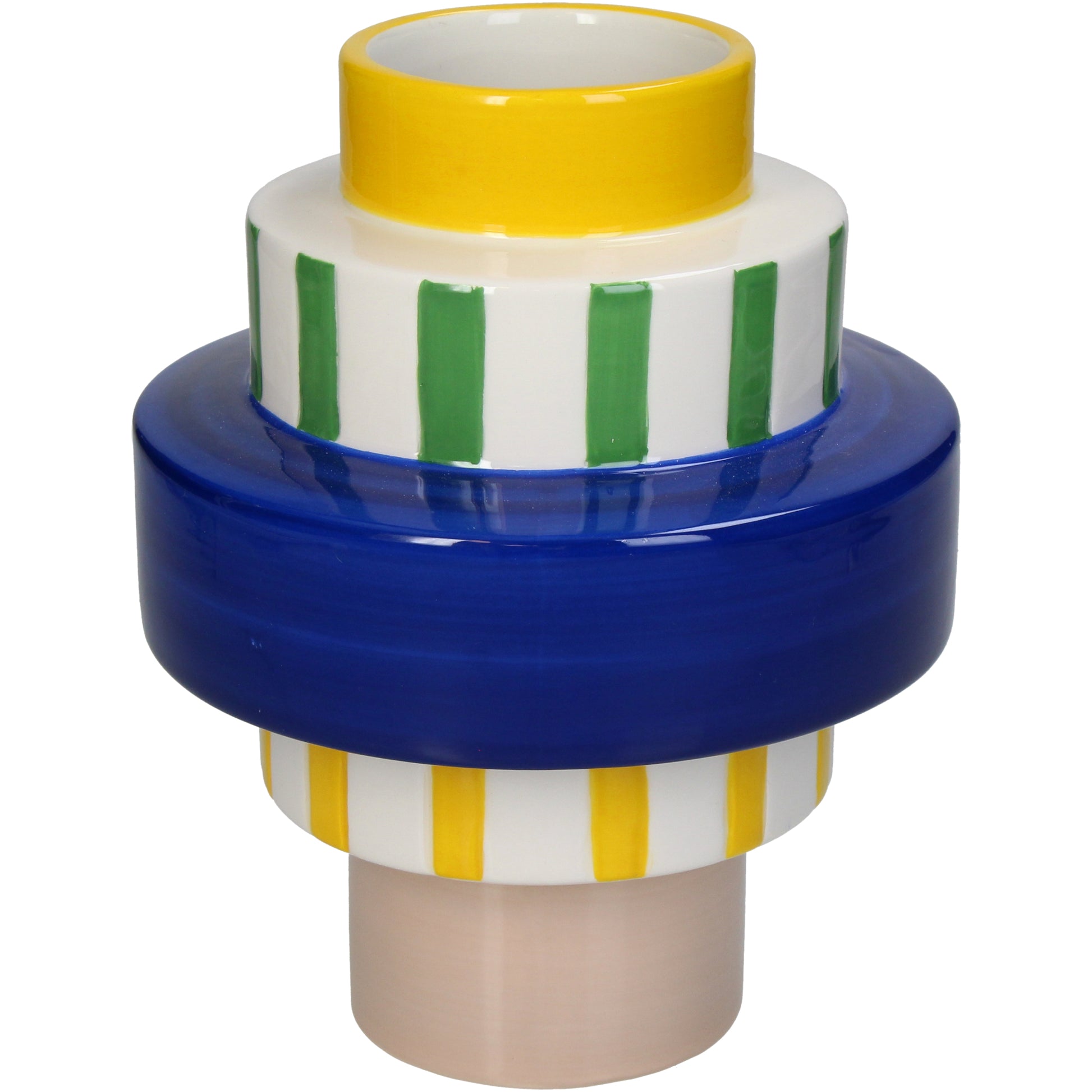 Contemporary Stoneware Vase with Bright Patterns
