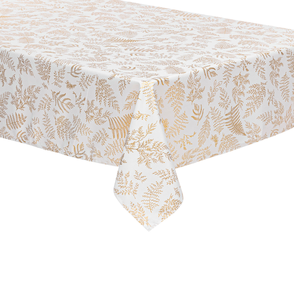 Stain-resistant Tablecloth — Polyester Gold Botanical Print, 140x240 / 140x360