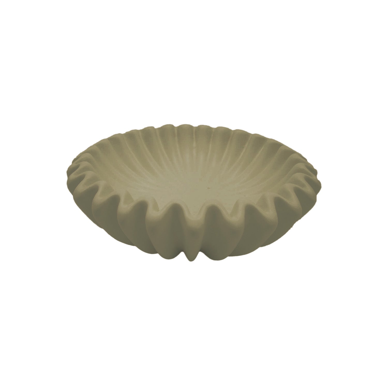 White Decorative Ruffle Bowl Resin Centerpiece for Home or Garden