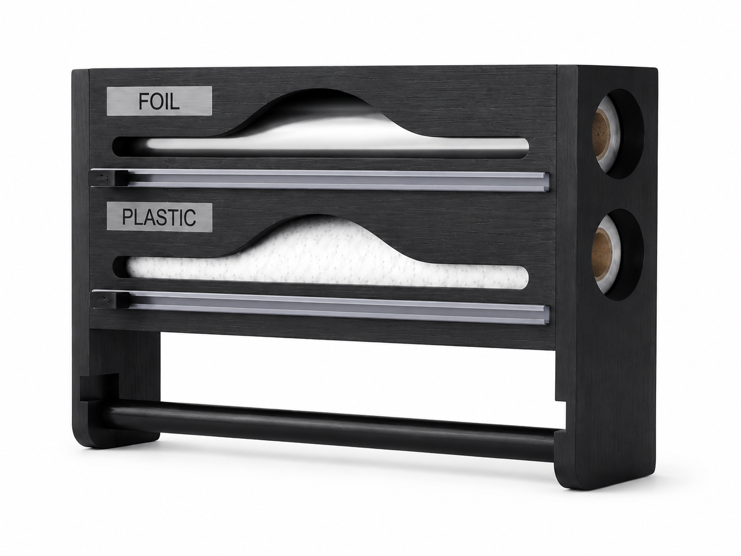 Bamboo Wrap Organizer with Paper Towel Holder – 2 Compartments