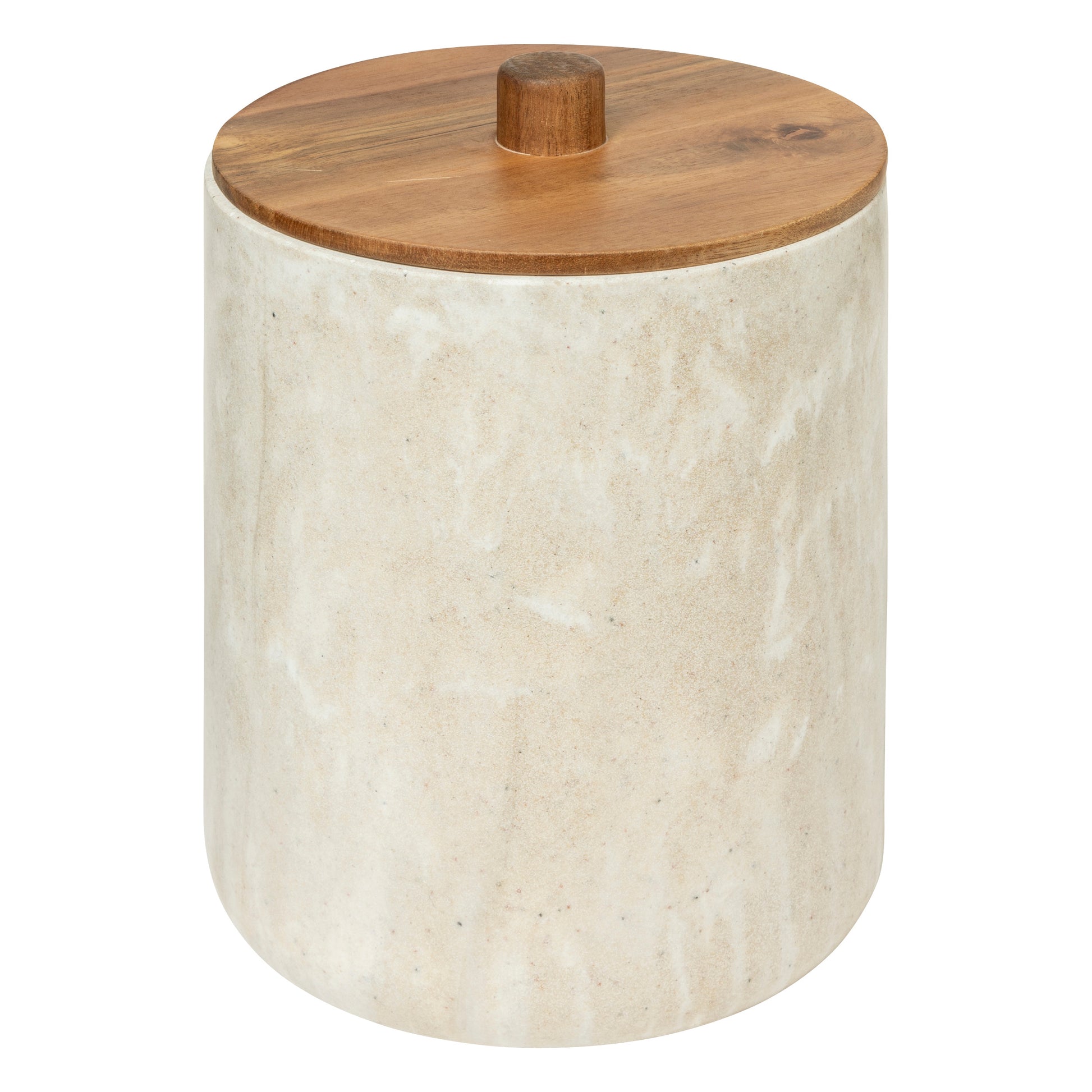 5L Dustbin Come - Polyresin Waste Bin with Wooden Lid