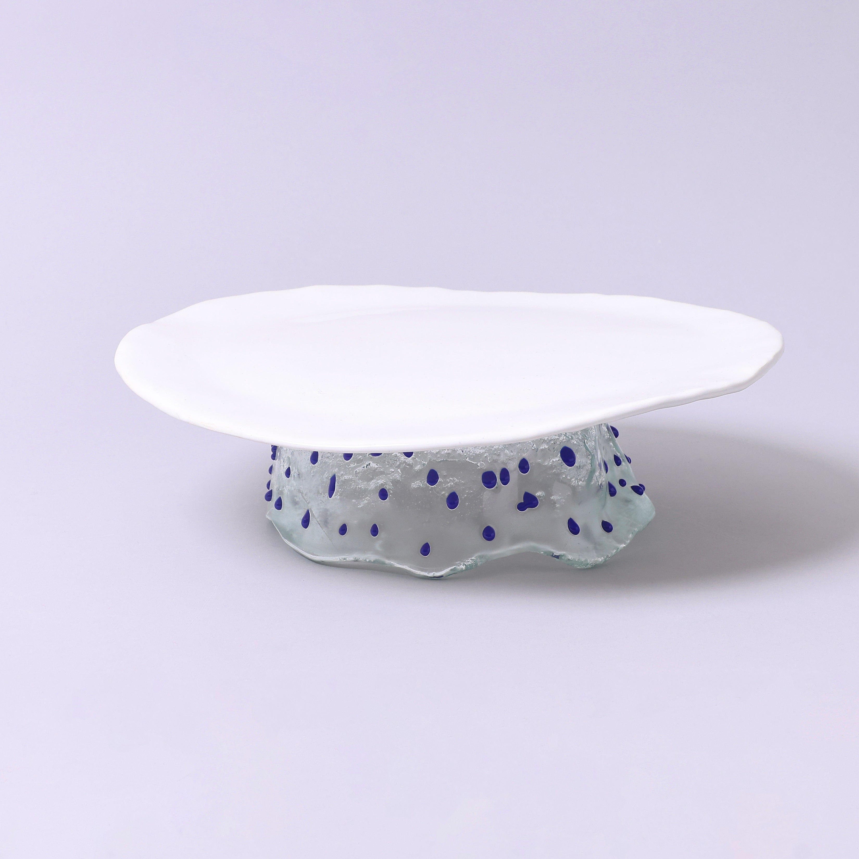 Handmade Ceramic Serving Plate with Glass Stand