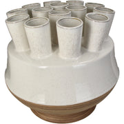 Vase Stoneware White Modern Multi-Tube Decorative Accent