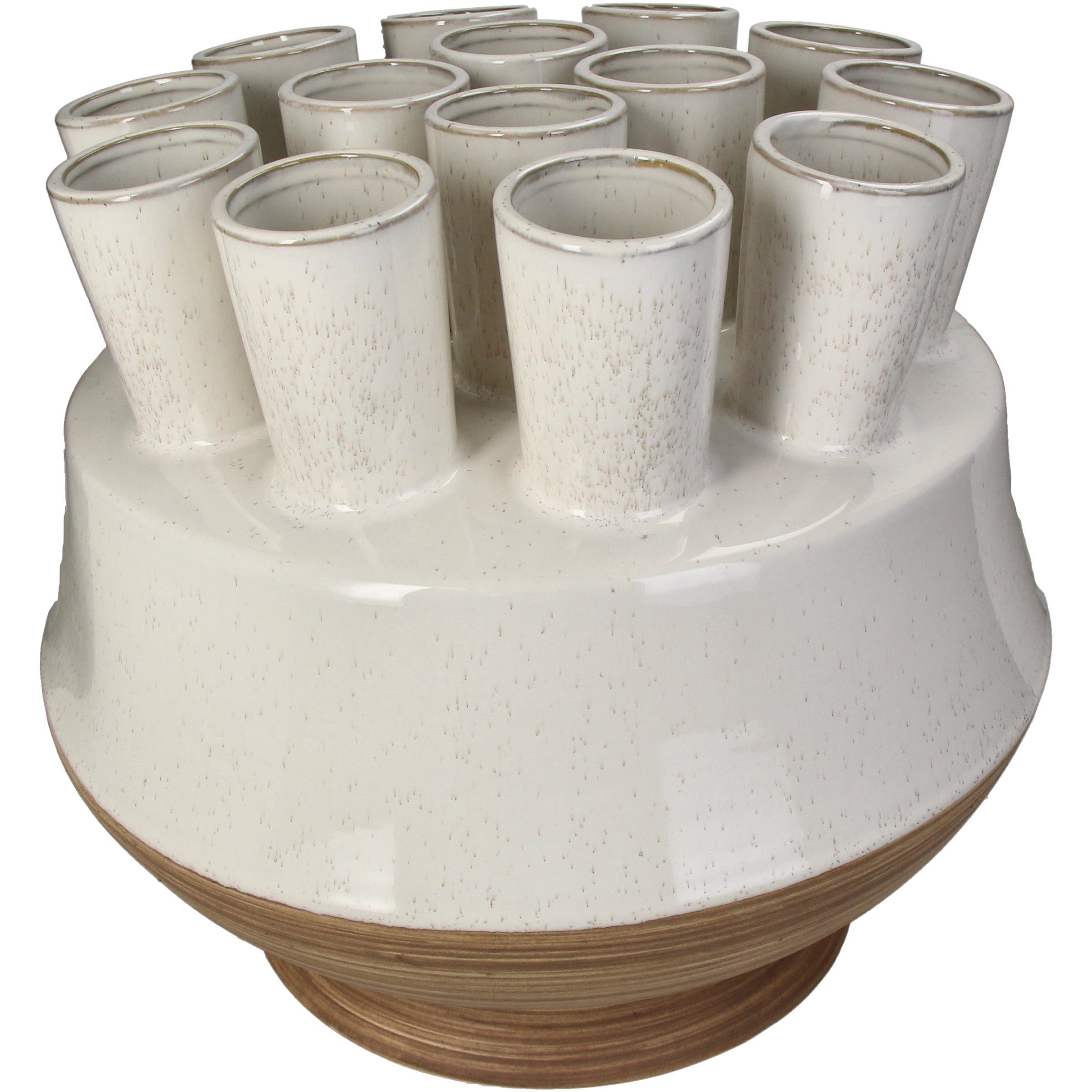 Vase Stoneware White Modern Multi-Tube Decorative Accent