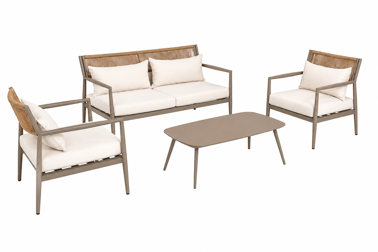 Steel Outdoor Lounge Set 2+1+1 with Coffee Table