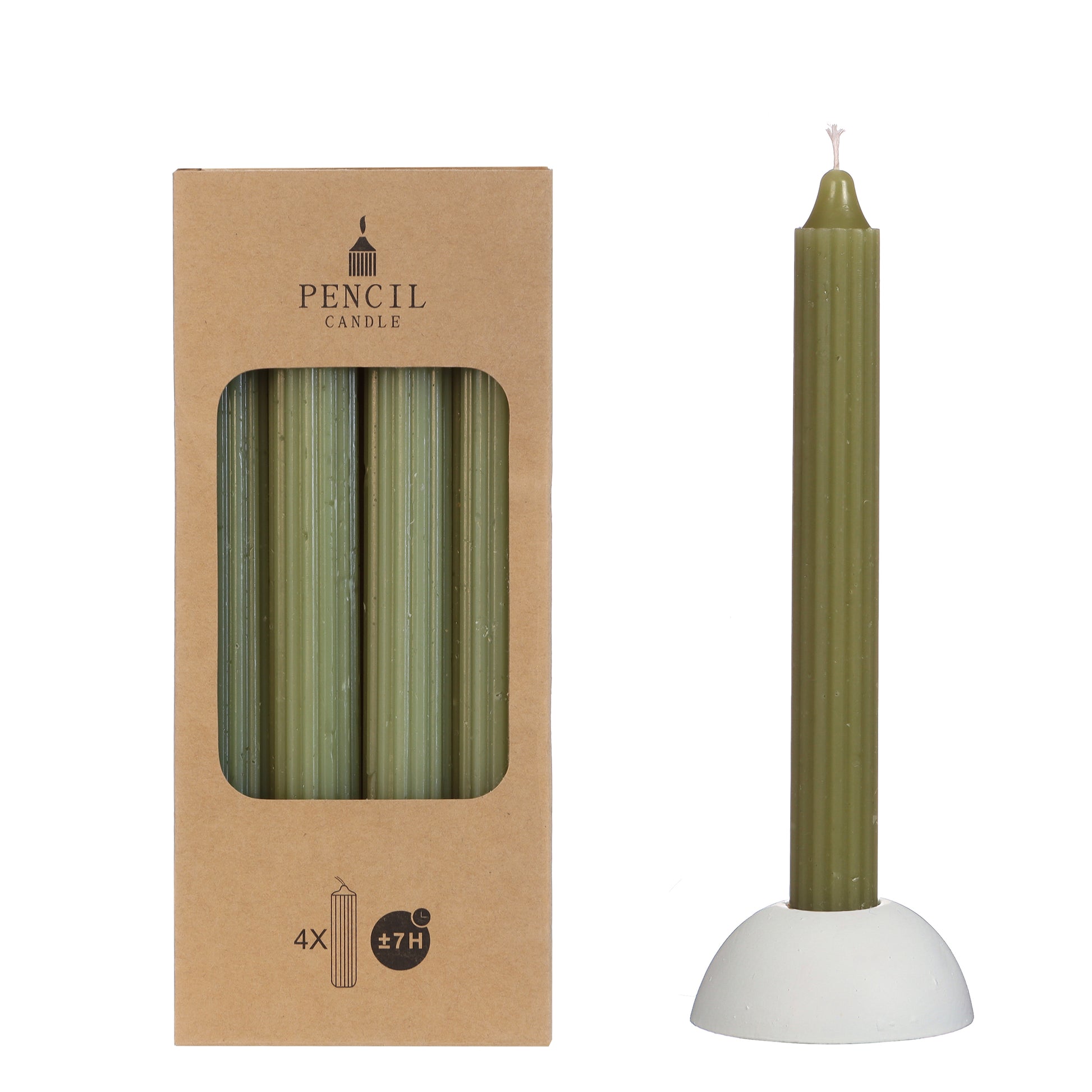 Pencil Candle Set of 4 Pcs - Ribbed Design