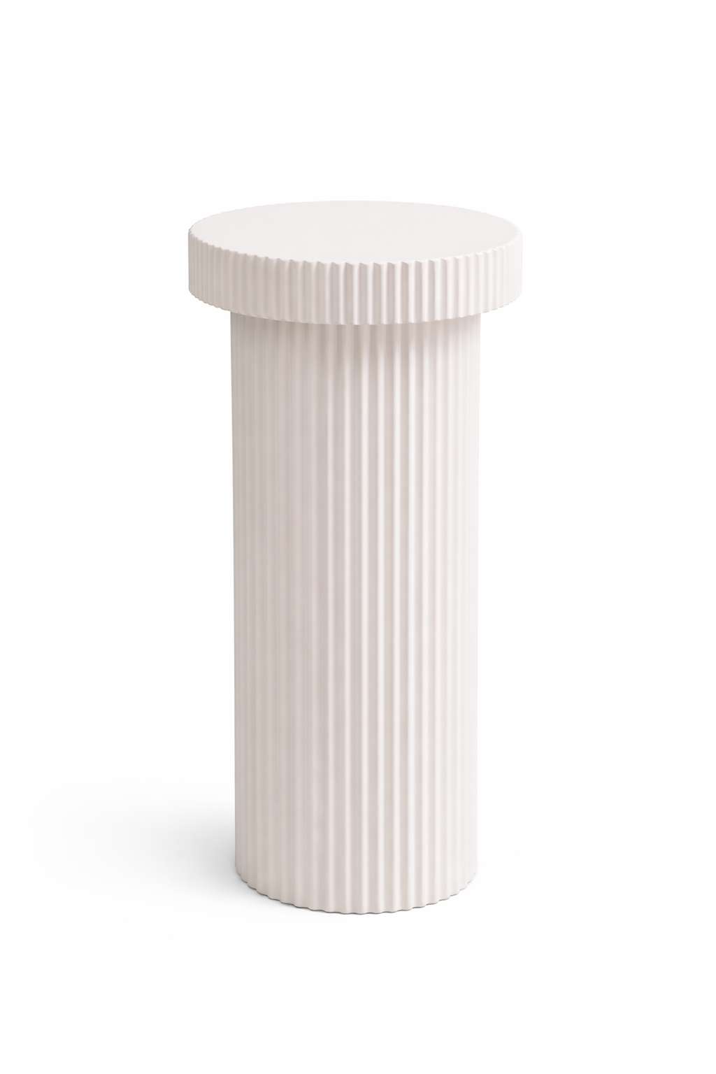 Fluted Pedestal Side Table D30 x H60 cm Fiberglass Resin