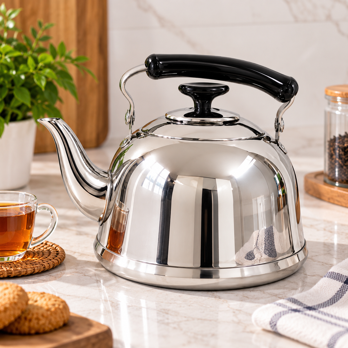 Stainless Steel Kettle with Foldable Handle