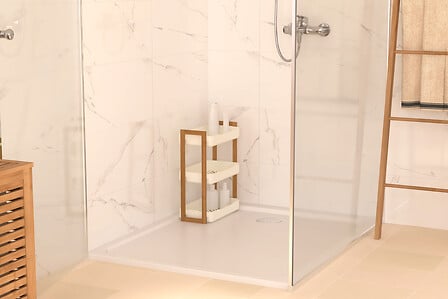 Naturéo Rectangular 3-Level Shelf, White Bamboo & PP, 35x20.5x45 cm