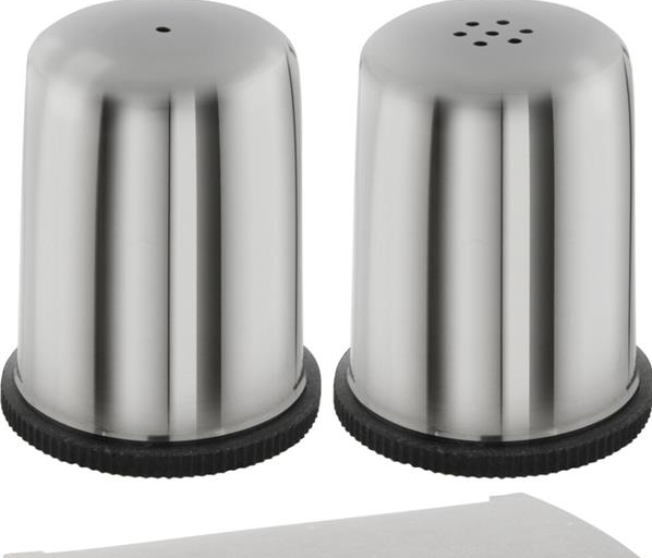 Pepper and Saltshaker Stainless Steel Set with PP Foot 8.7x4.5x6.5 cm