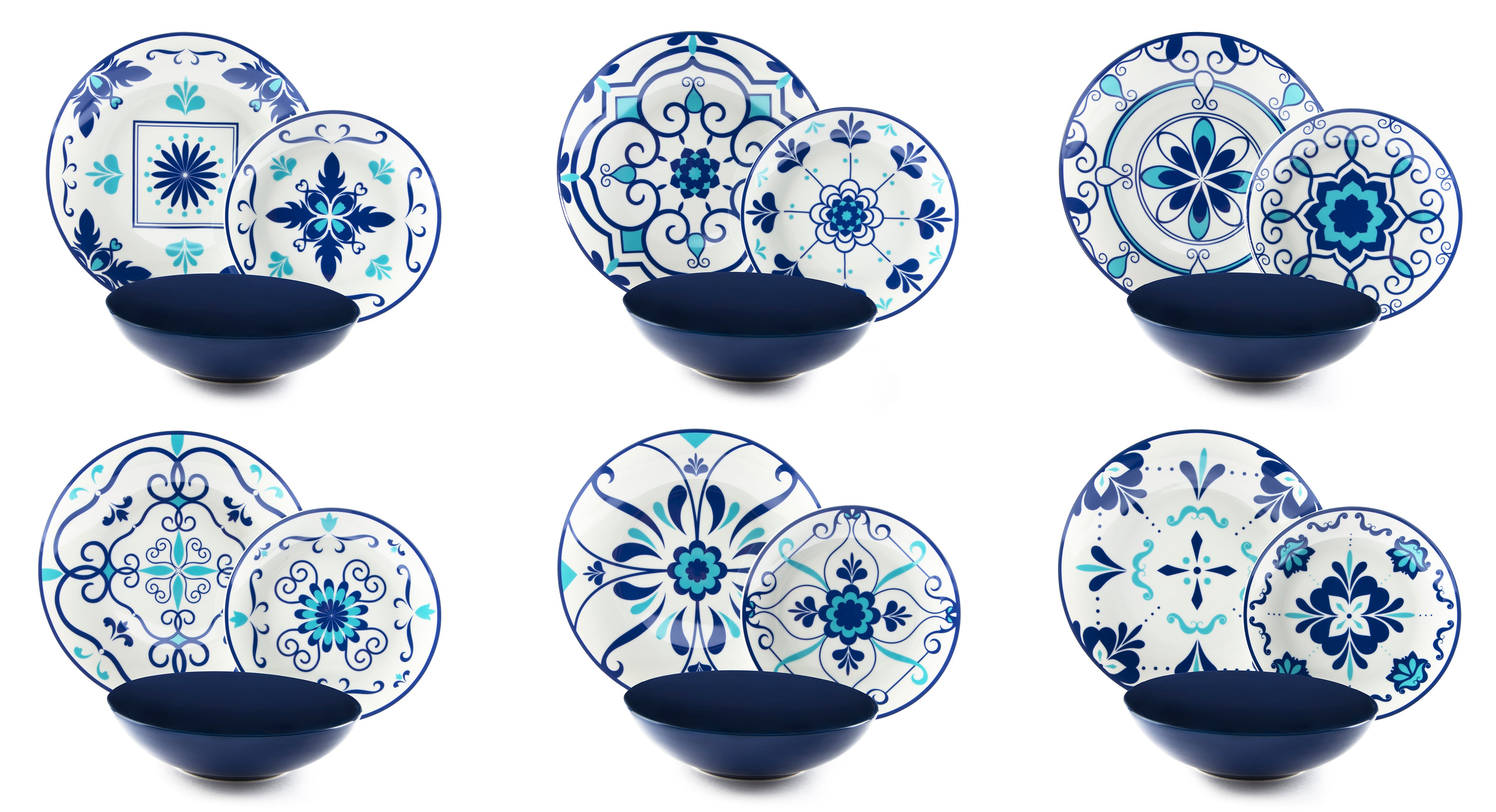 Vietri Dinner Set - Porcelain, 18 Pieces, Decorated