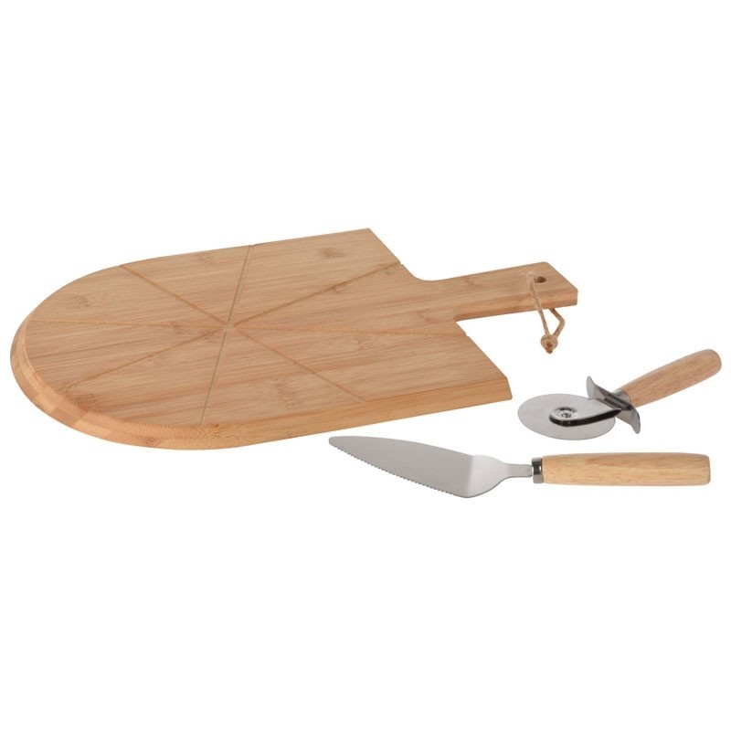 PIZZA CUTTINGBOARD SET BAMBOO