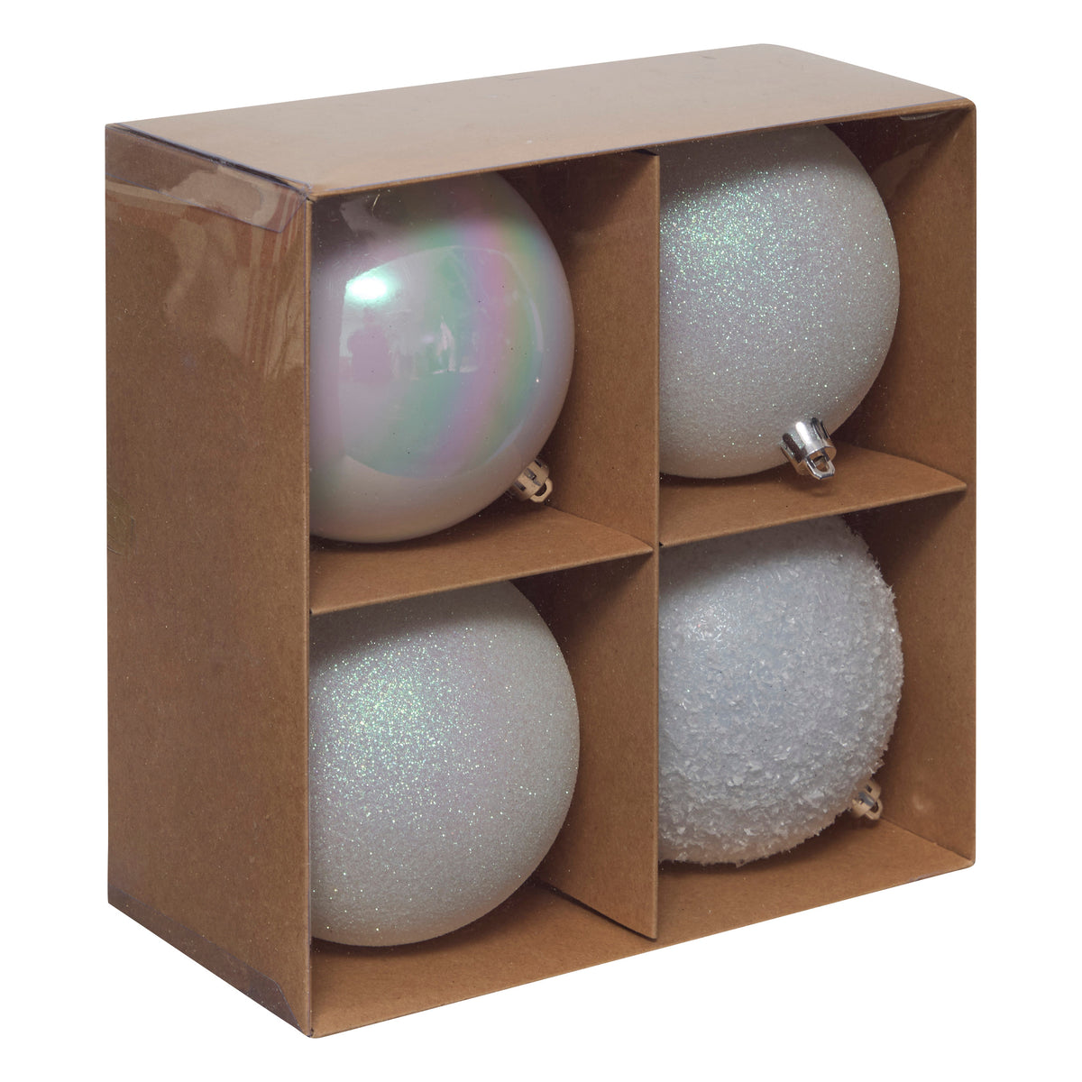 Set of 4 Balls 10 cm - Recycled Polystyrene Christmas Ornaments
