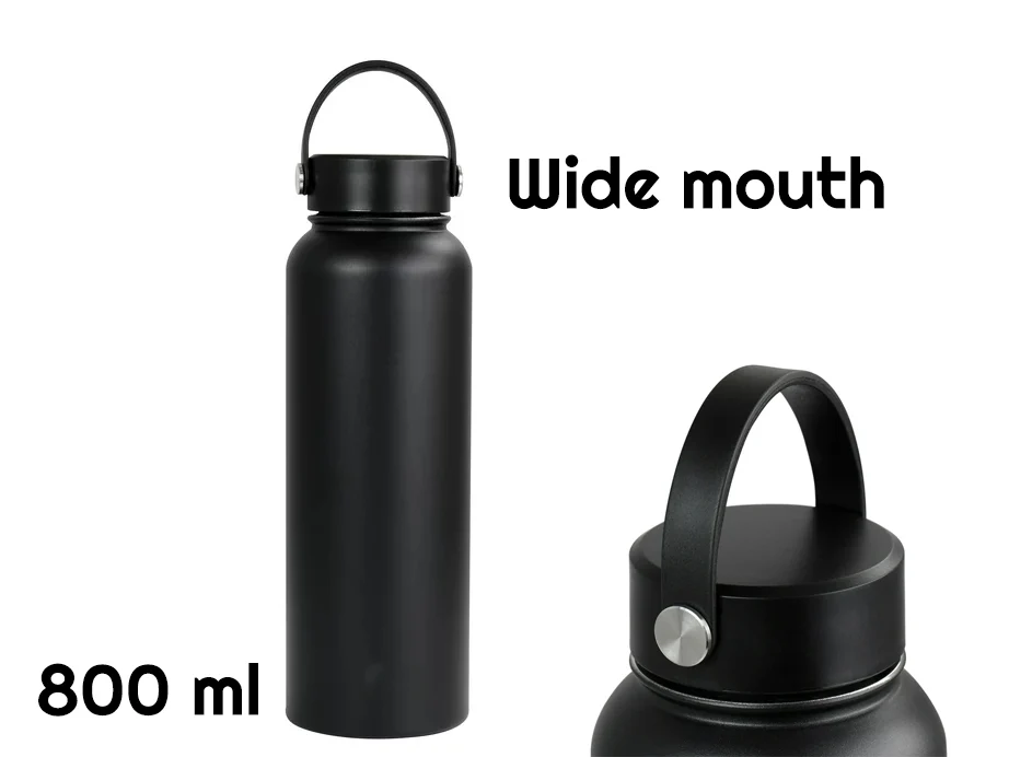 800ml Double Wall Stainless Steel Thermal Bottle – Matte Black