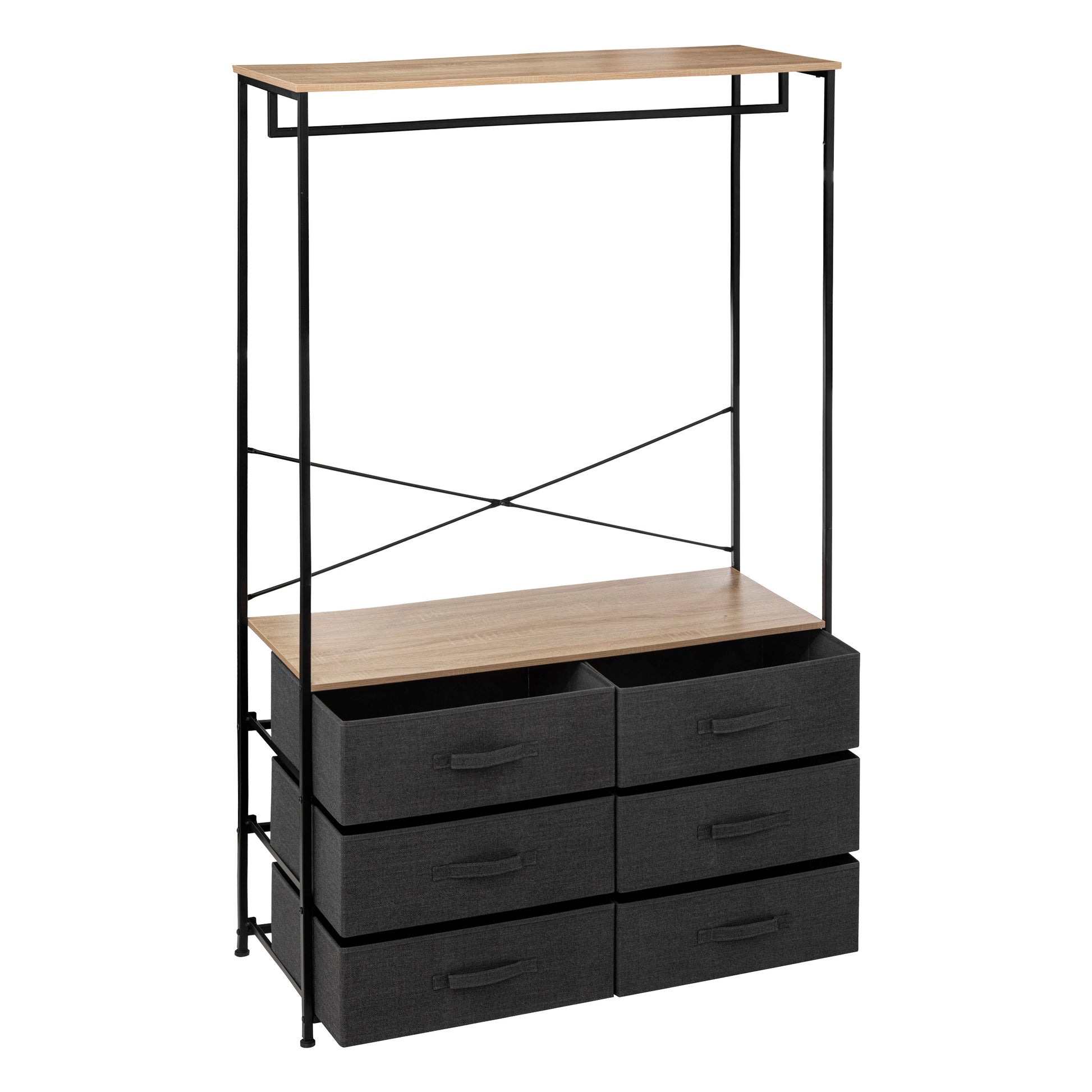 Tissa Hanging Rail with 6 Drawers, Steel Frame