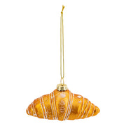 Glass Croissant, 10 cm Long, Gold - Christmas Tree Ornament
