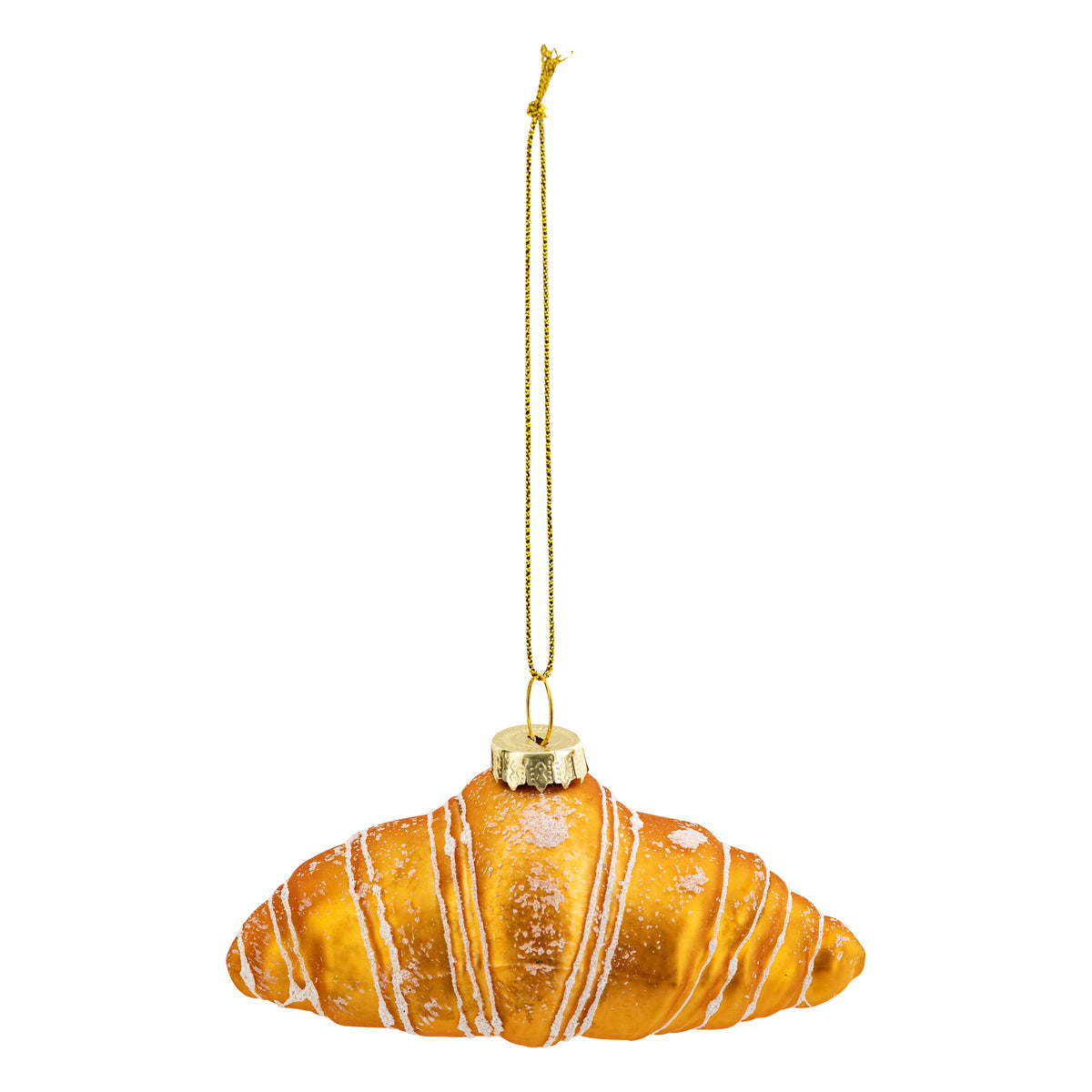 Glass Croissant, 10 cm Long, Gold - Christmas Tree Ornament