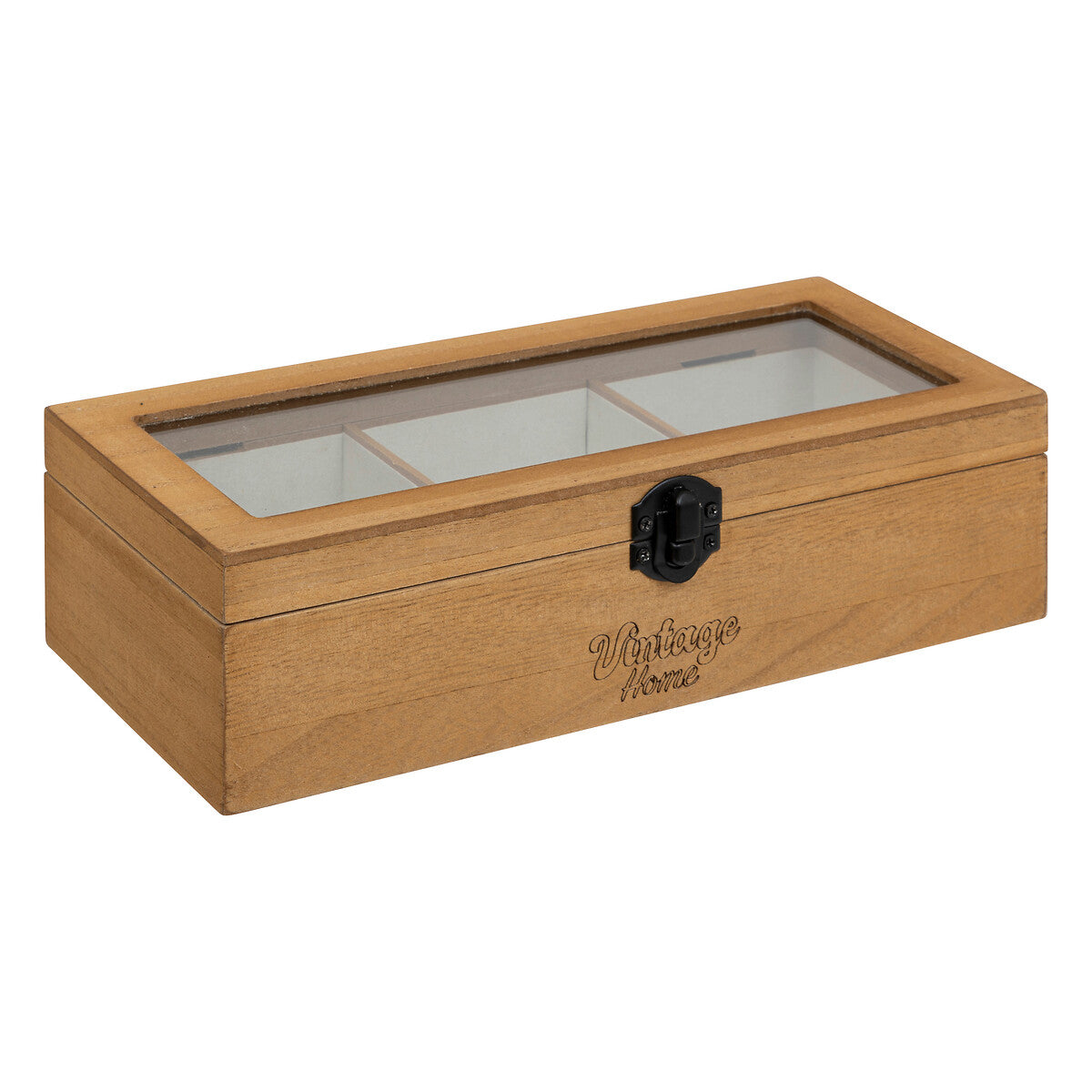 Vintage Jewelry Box with Glass Top and Compartments