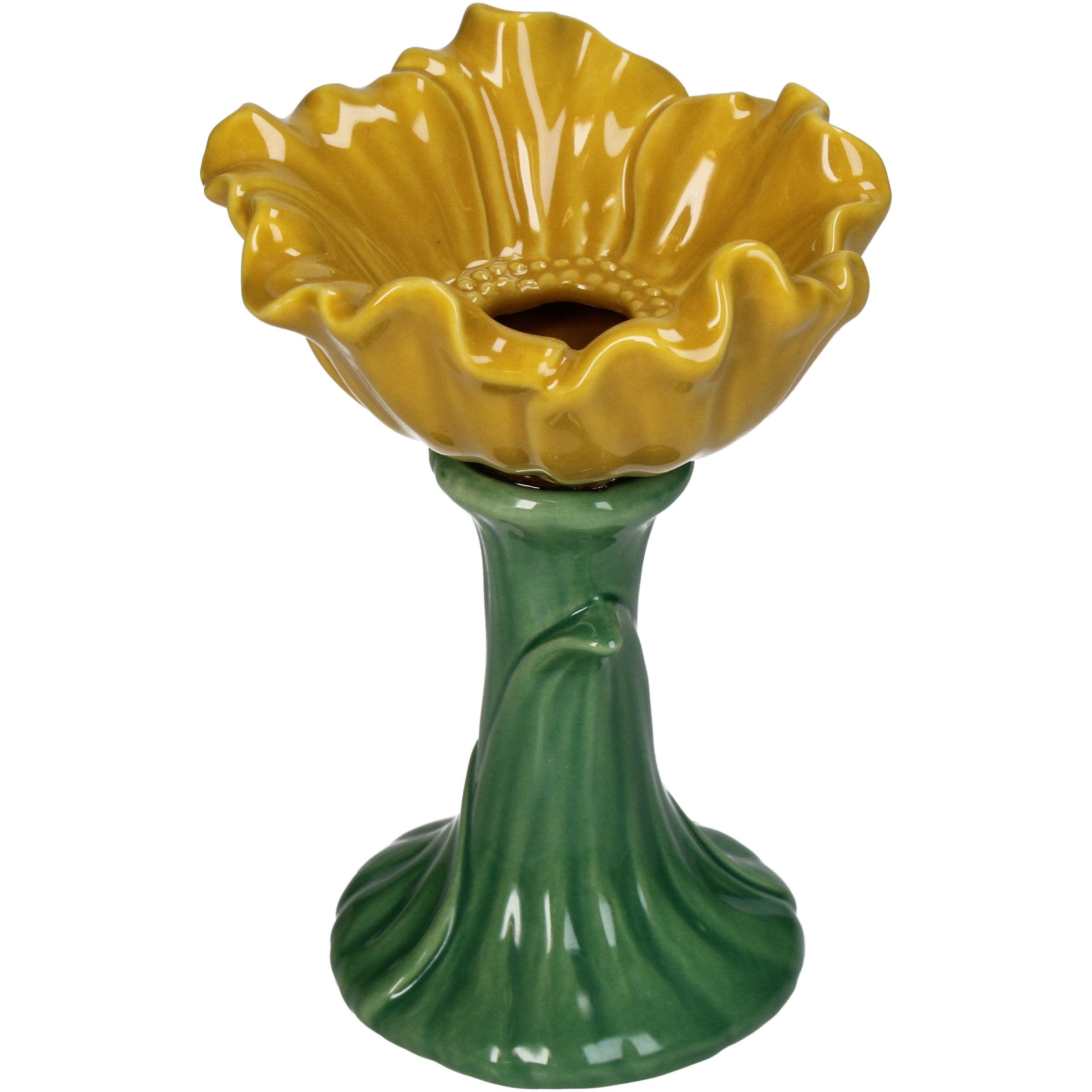 Vase Poppy Fine Earthenware, Yellow Ceramic Flower Vase