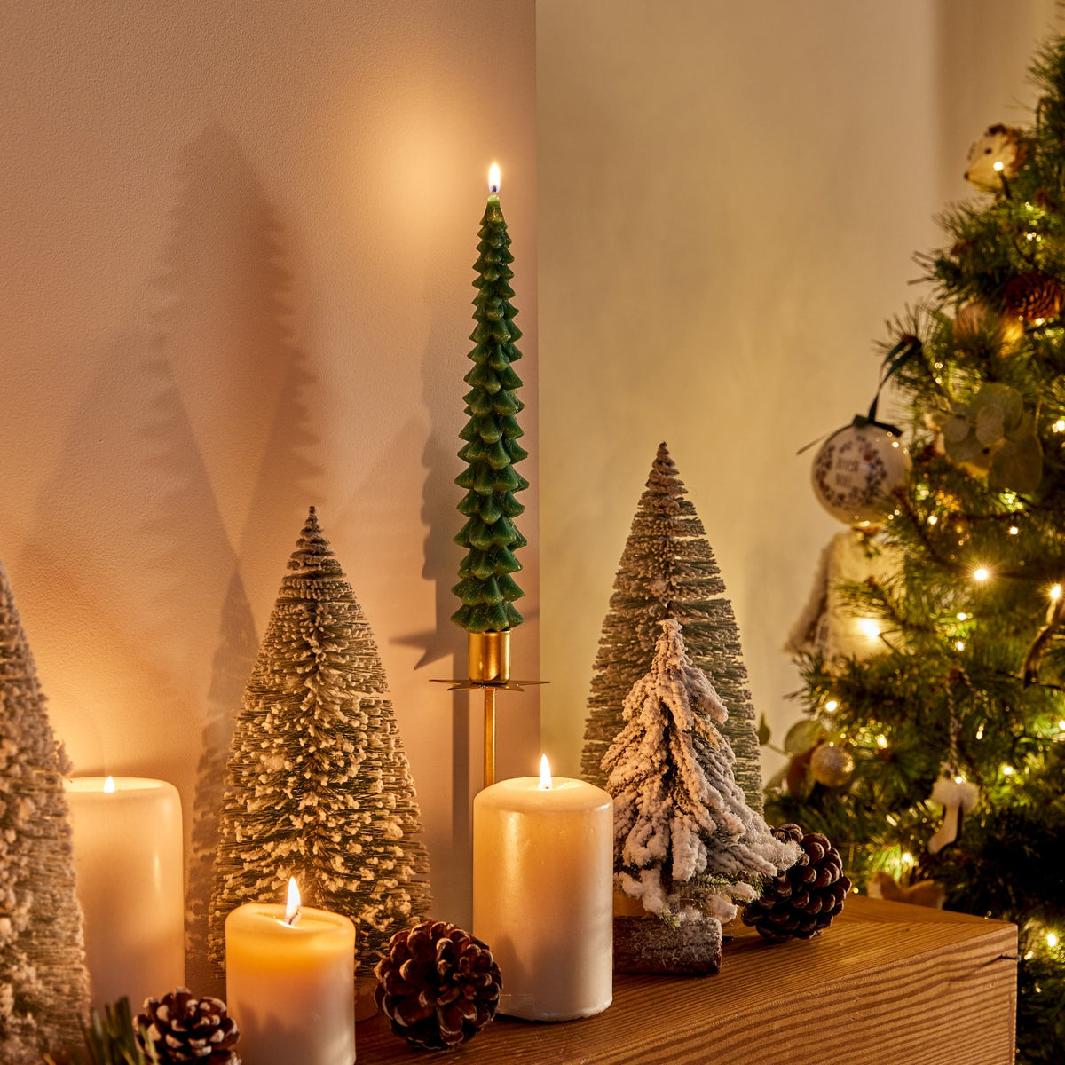 LED Wick Dinner Candle Wax Tree Steady BO Indoor - Green 29cm