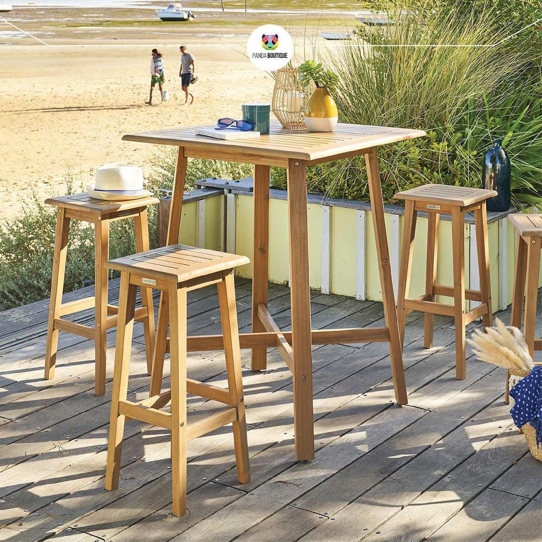 TIWI High Table Acacia, Square Outdoor Table, FSC Certified, 4-Seater