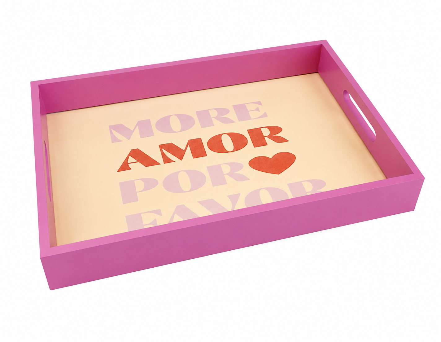 Rectangular Tray 38 × 25 cm with Pink Border – Plexi Inner Top