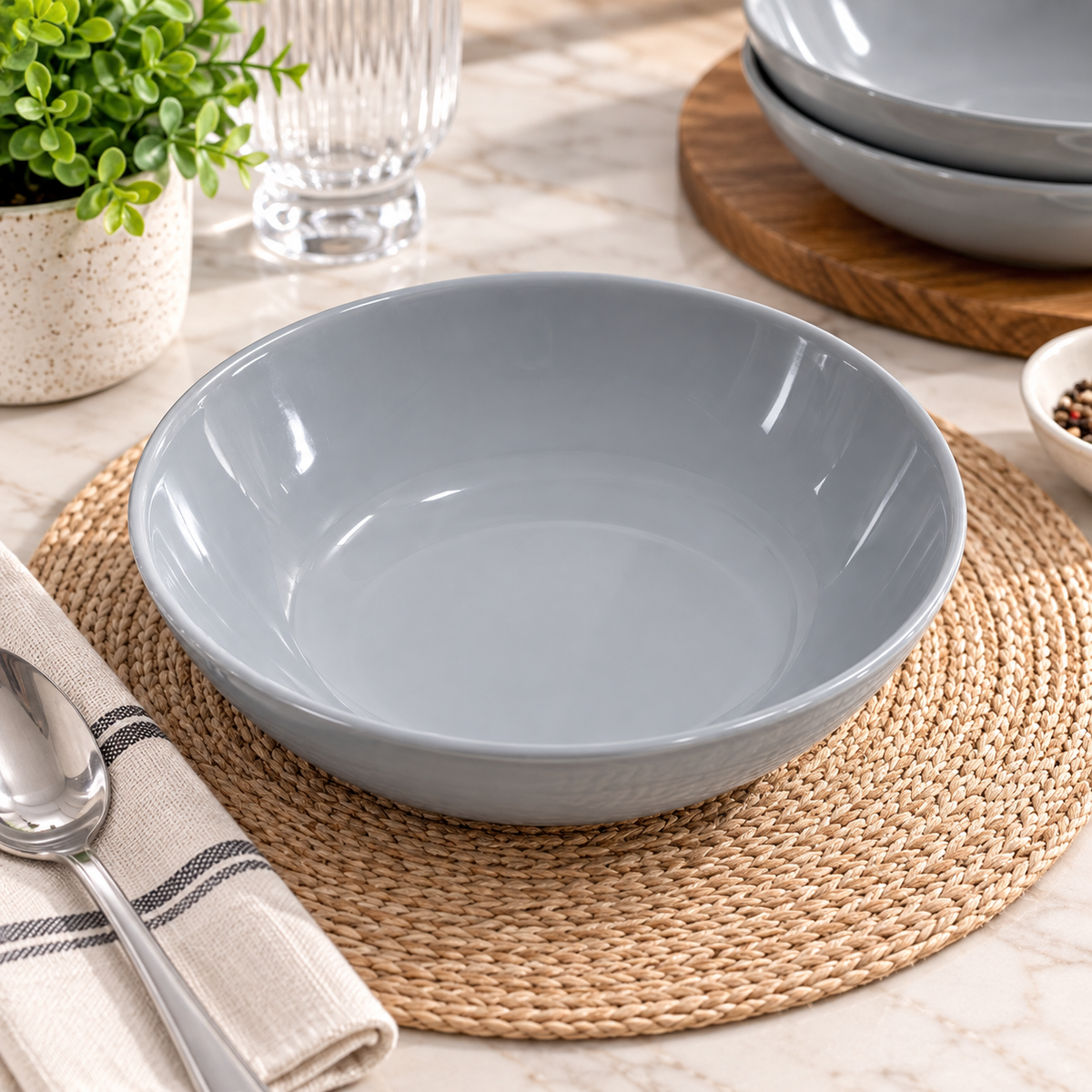 Grey Deep Plate – 18 cm