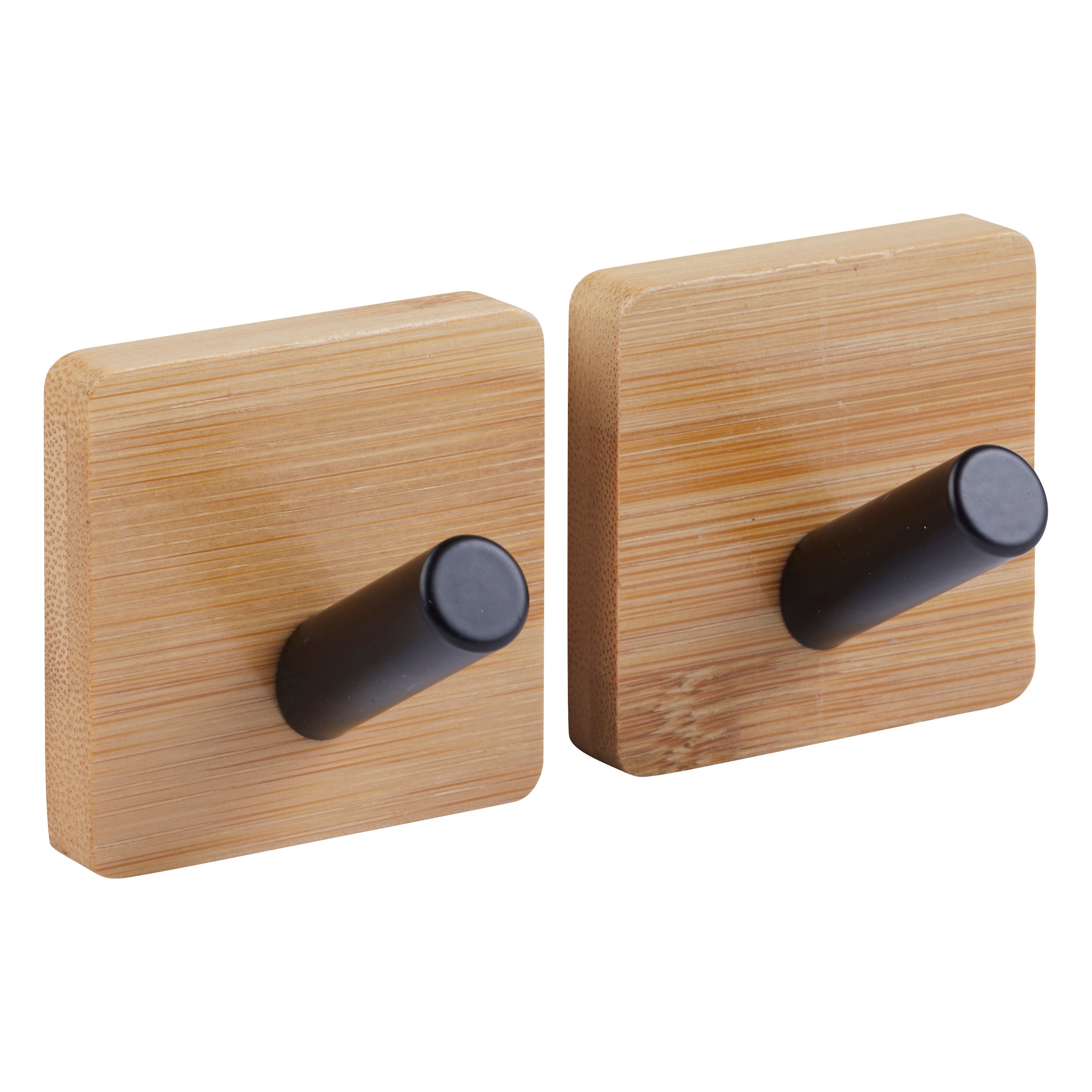 Set of 2 Stiky Bamboo Adhesive Hooks | Stainless Steel, 3M