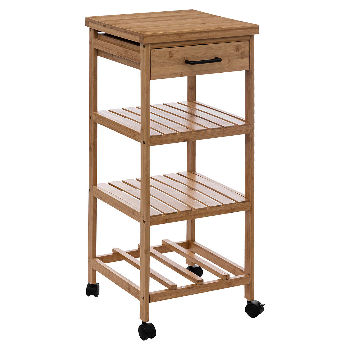 Medium 3-Tier Bamboo Trolley with Drawer