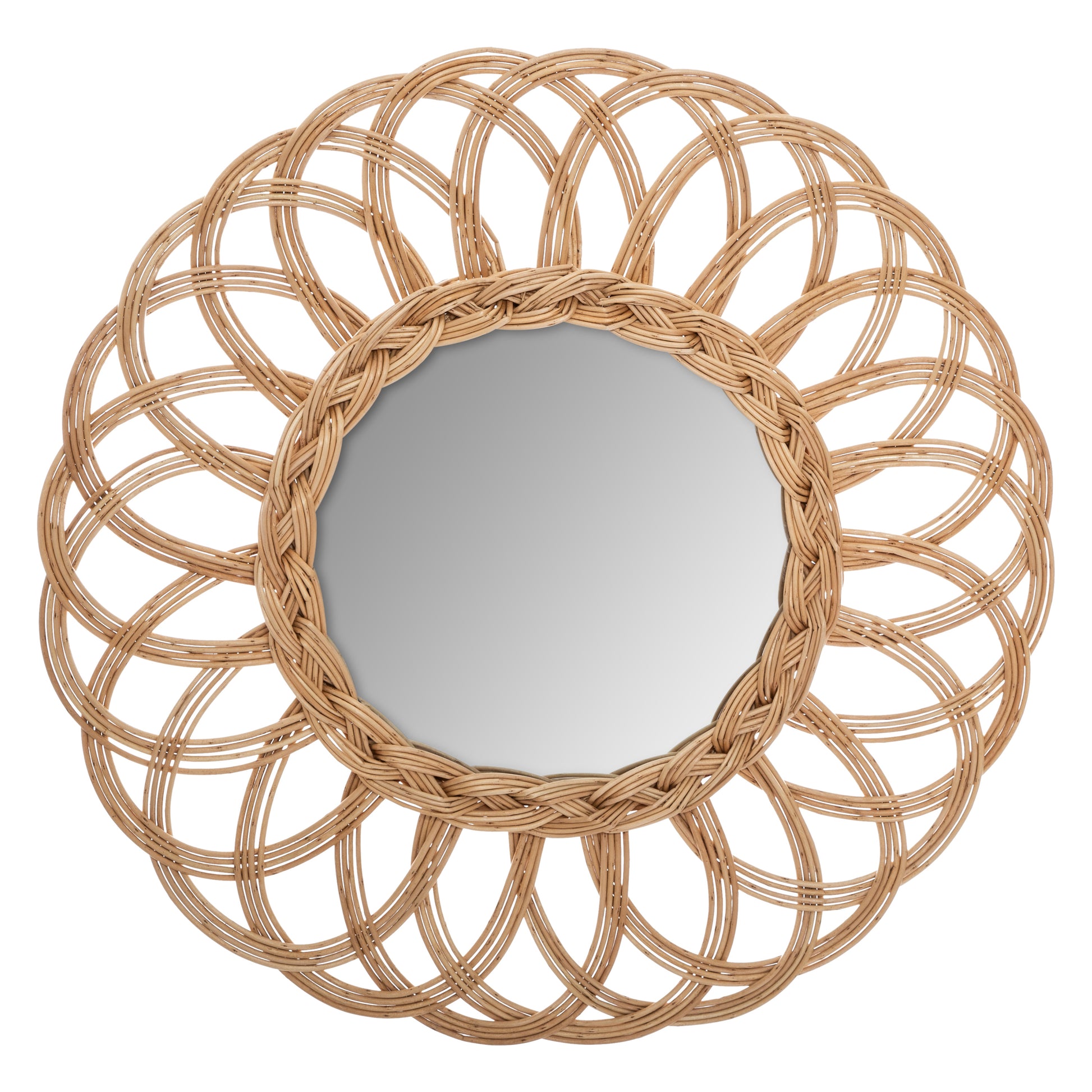 Multi Flower Mirror - Stylish Wicker Frame Wall Mirror