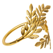Set of 2 Gold Leaf Napkin Rings - Steel Gold Finish