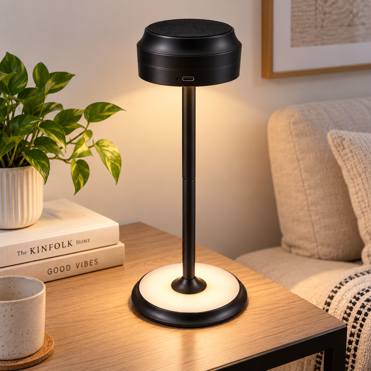 Portable LED Table Lamp Black 13 × 28 cm