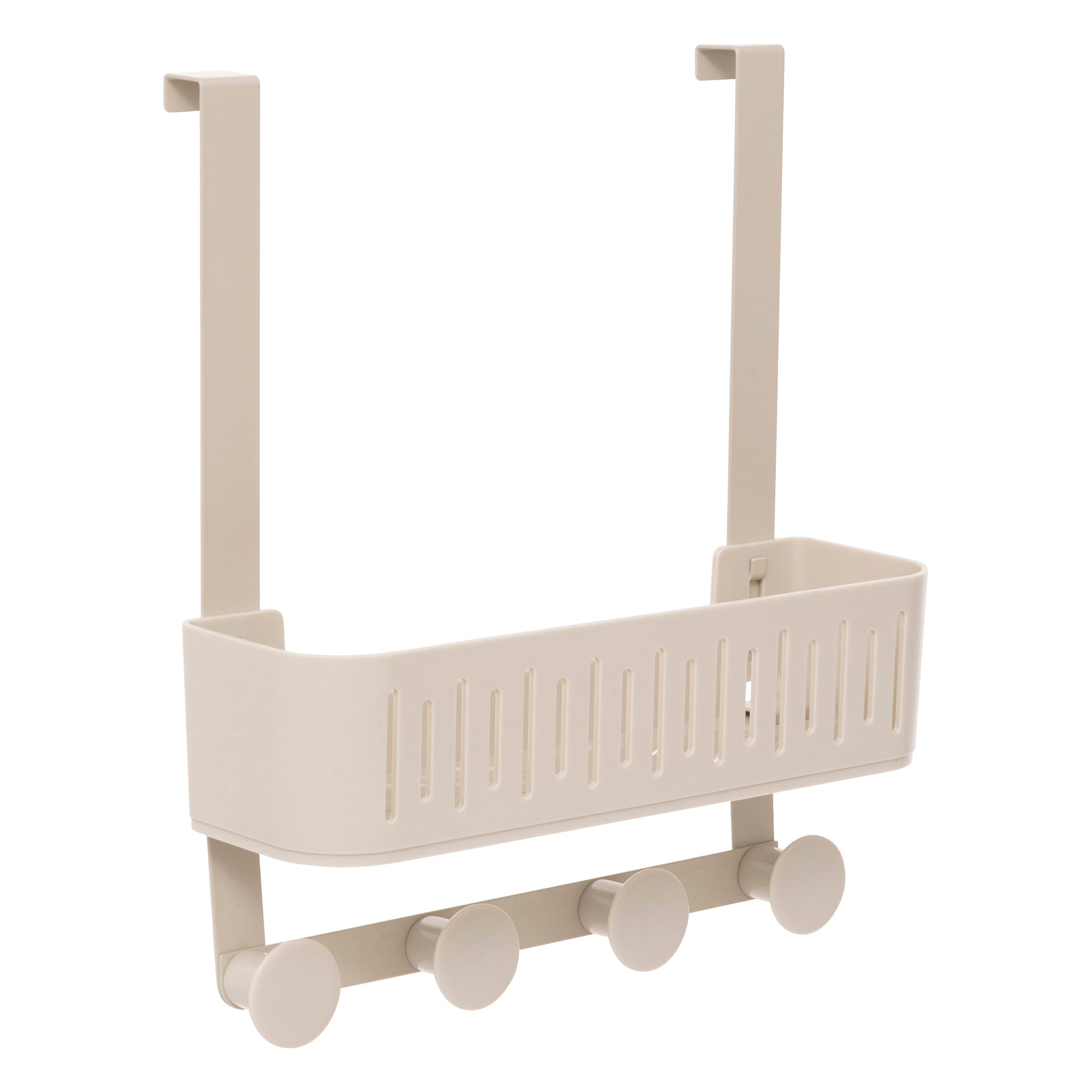 Shower Rack 1 Level and 4 Hooks - Beige Steel/HIPS 30x11.5x33.8cm