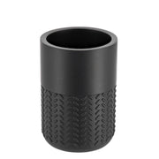 Black Tumbler Matte Polyresin Toothbrush Holder With Chevron Texture
