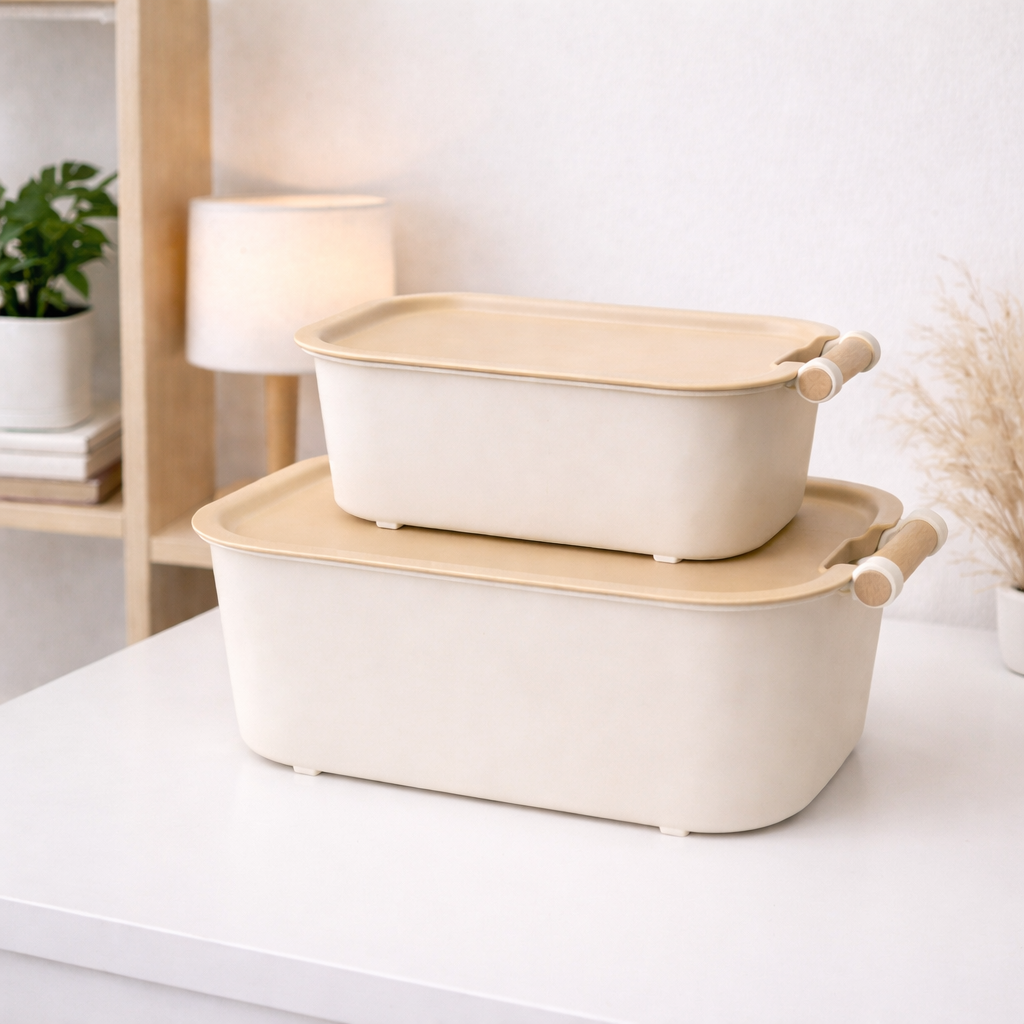 Multi-Purpose Stackable Storage Box with Handles 28x19x11 & 34x23x13 cm