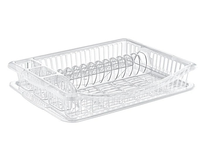 Transparent Plastic Dish Drainer with Water Tray