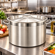 Stainless Steel Commercial Cooker with Lid – Ø45 × H28 cm
