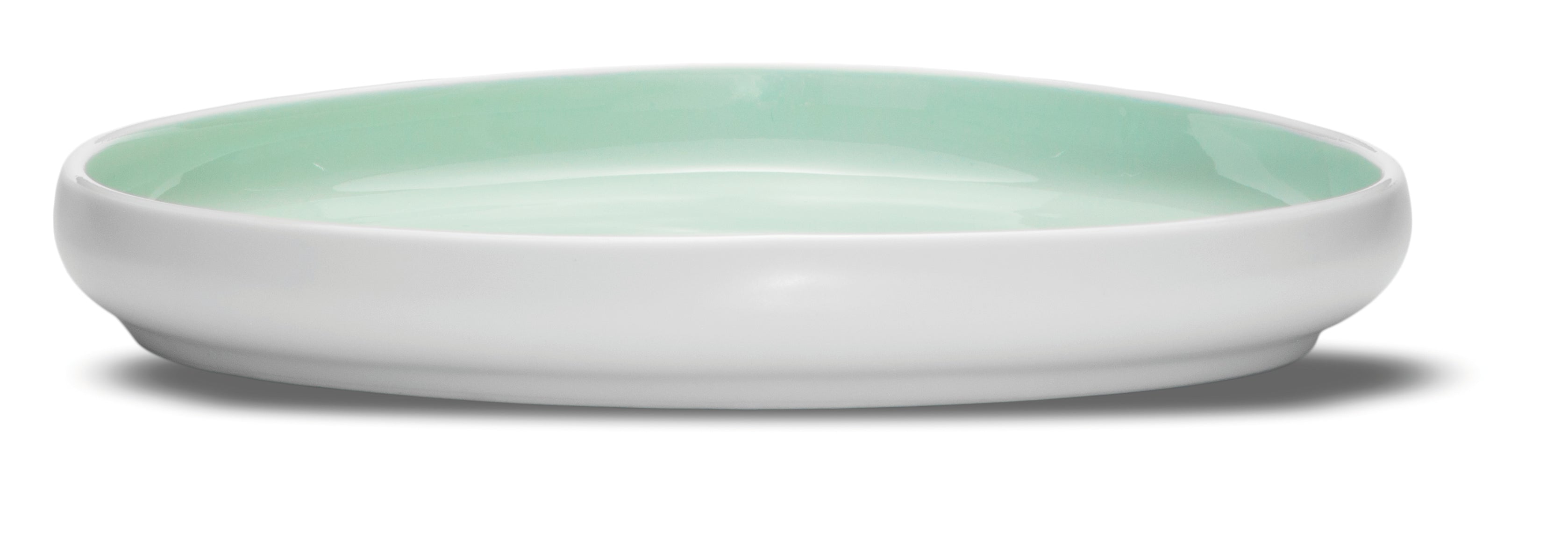 Matt White and Aquamarine Dinner Plate Porcelain Modern Tableware