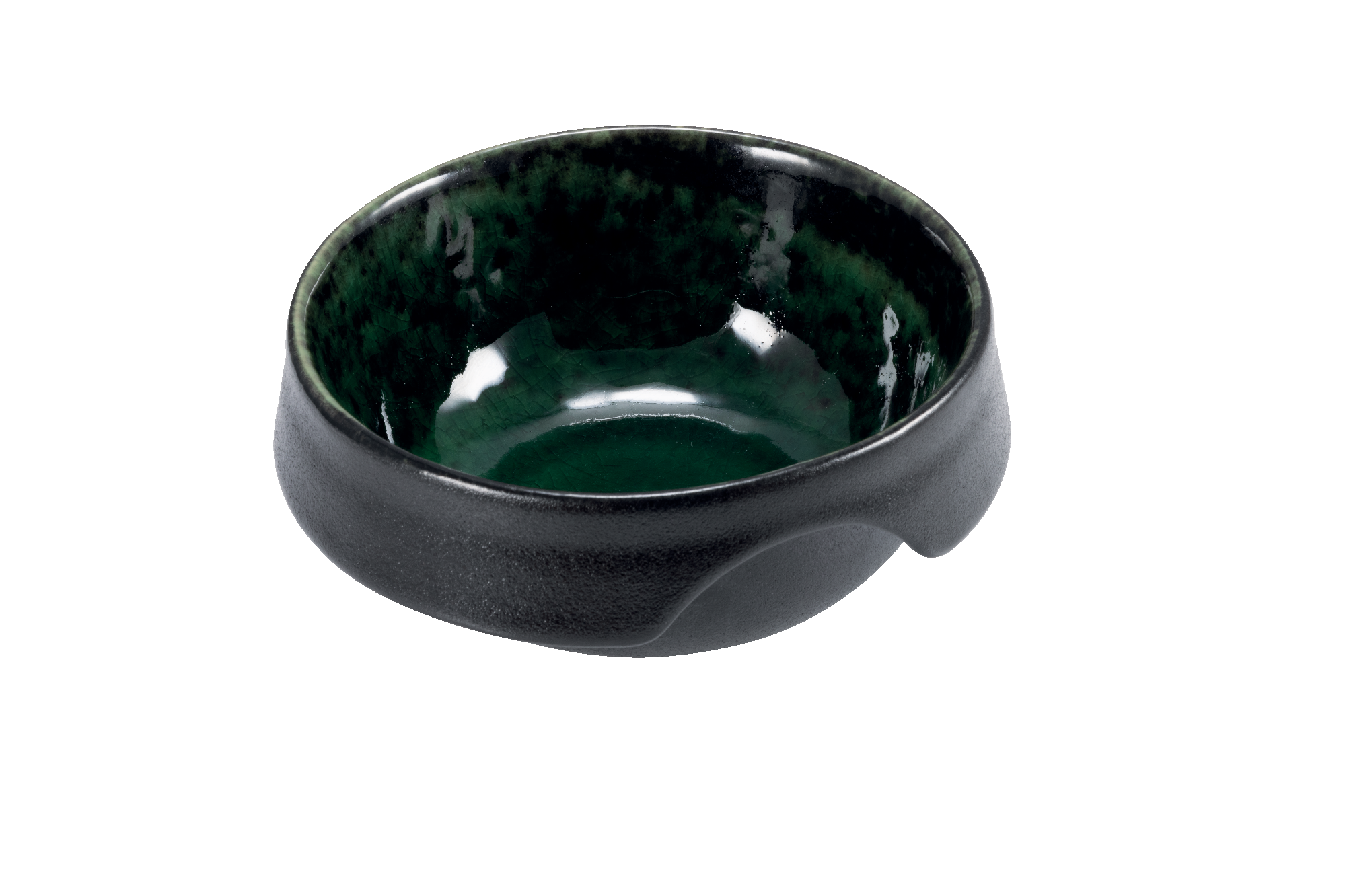 Round Bowl High Black and Green Reactive Stoneware Serving Bowl