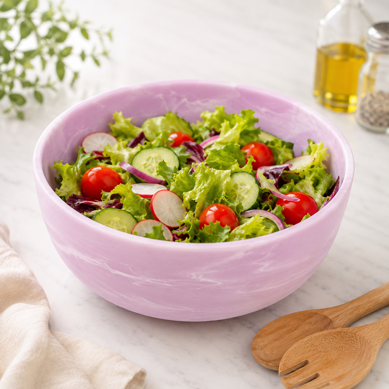 Resin Salad Bowl – 24 × 24 × 8.6 cm